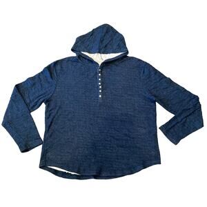 Threads 4 Thought Men's Henley Hoodie Sweater Dark Navy Size XXL
